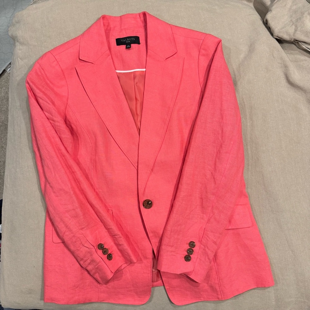 100% Linen Blazer - Talbots - Petite - Coral Pink - Size 12P